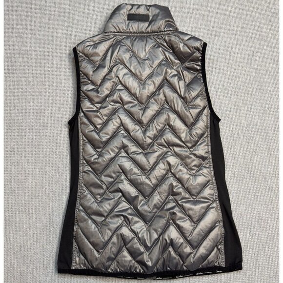 Calvin Klein Performance Womens Metallic Gray Puffer Vest Full Zip Size Small - Picture 4 of 15